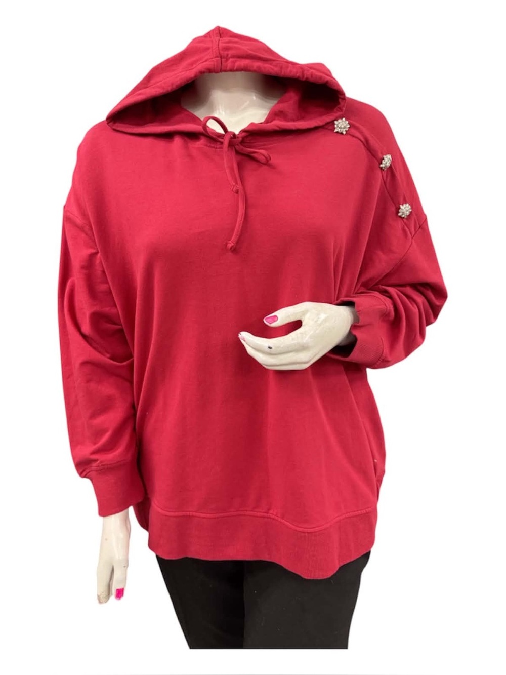 Penningtons NWT Red Hooded Sweatshirt with Decorative Buttons Size 3X